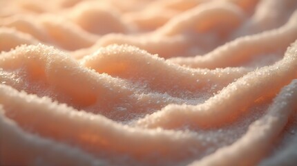 Warm light highlights the soft, wavy textures of a sandy surface. The undulating landscape creates an inviting and serene atmosphere.