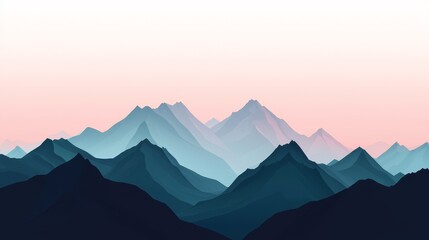 Obraz premium Stylized mountain landscape with soft colors and layers, ideal for backgrounds.
