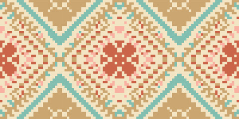 Repeating Pattern Geometric Islamic Patternfolk Embroidery, Aztec Geometric Ornament Print. Design for Carpet, Wallpaper, Clothing, Wrapping, Fabric