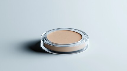 Minimalist eyeshadow compact with a clear lid, no logo, focus on the palette's simplicity and elegance, no people.