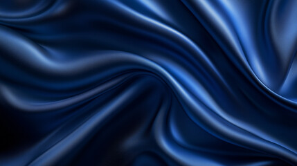 Fototapeta premium Luxurious Blue Satin Fabric Waves Close-Up Detailed Texture Background