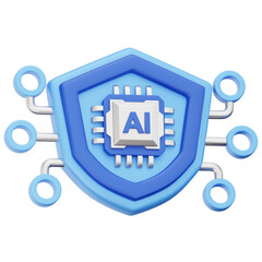 Security Protection Shield with AI 3D Icon Object Element