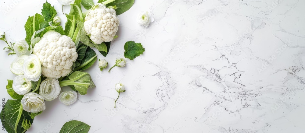 Wall mural Fresh Cauliflower On White Background