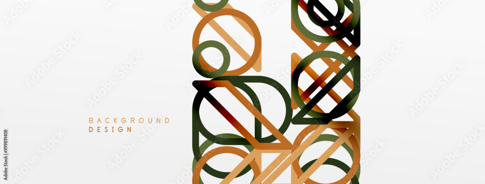 Poster abstract background - colorful circle lines technology or business digital template