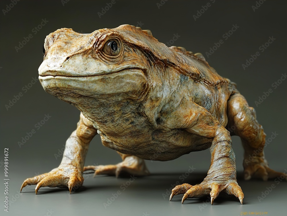 Wall mural Realistic 3D Frog Illustration: Close-Up Portrait of an Amphibian