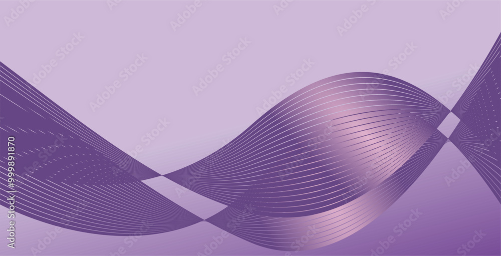 Poster the composition is an empty space with light violet gradient colors and curved lines that give a dyn