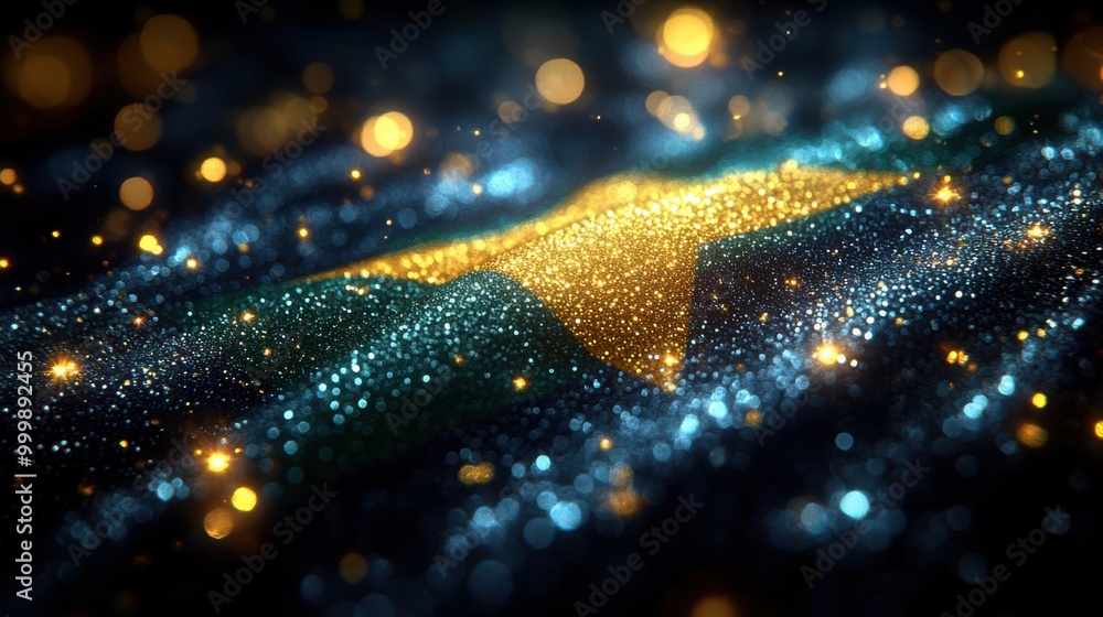 Aufkleber A shimmering abstract background with gold, blue, and green glitter, creating a dazzling display of light and texture