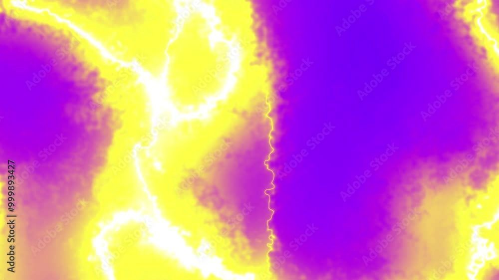 Aufkleber Abstract Bright Liquid Background: Flowing Yellow and Purple Plasma Loop Texture with Smooth Gradients - Fractal Flow: Vivid Abstract Light