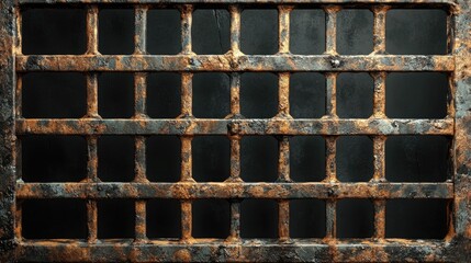 Metal Prison Bars Grid Symbolizing Law, Justice, and Punishment Concepts