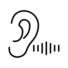Ear vector icon, listening symbol. flat design for web or mobile app color editable