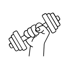Obraz premium Hand grasping dumbbell vector illustration color editable