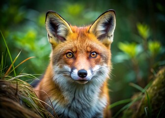 Obraz premium Captivating Red Fox in Natural Habitat Showcasing Its Beautiful Fur and Playful Nature in the Wild