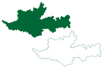 Sangli district (Maharashtra State, Pune Division, Republic of India) map vector illustration, scribble sketch Sangli map