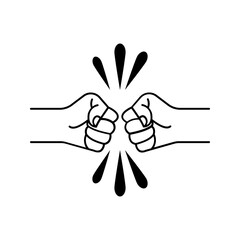 Two clenched fists bumping together icon color editable