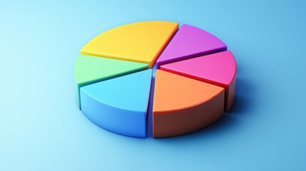 Fototapeta premium A dynamic 3D pie chart illustrating market share distribution, with segments rising and falling, symbolizing changes in financial data.