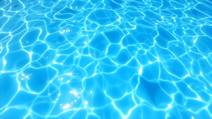 Bright sunlight reflecting on blue swimming pool water, Generative AI