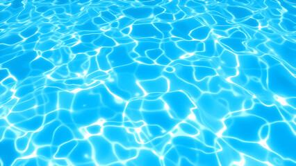 Clear blue swimming pool with sunlight ripples, Generative AI