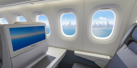 Fototapeta premium Airplane seat with a great view from the window