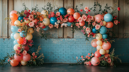 Floral Balloon Arch Wedding Decor 