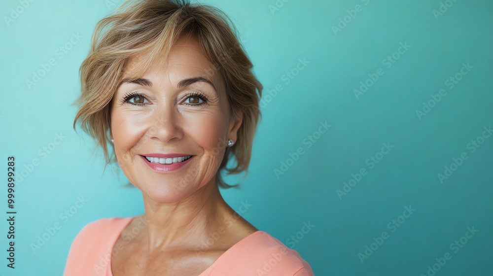 Canvas Prints A woman with short blonde hair smiles at the camera.