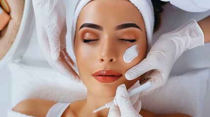 Woman in mask on face in spa beauty salon