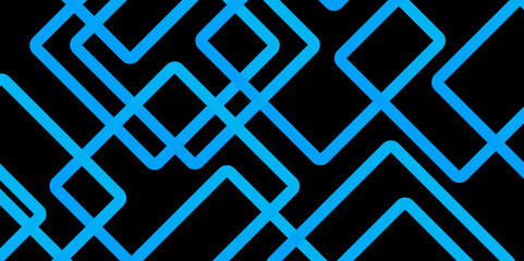 Abstract background with squares and rectangle shapes. Abstract geometric vector seamless pattern digital technology black background.