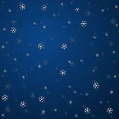 New Years Christmas dark blue banner with snowflakes gradient. Vector illustration