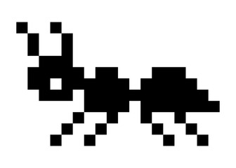 cute ant. Pixel art line icon. monochrome retro art.