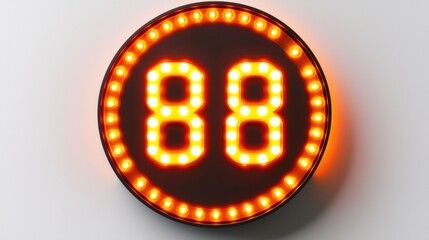 Illuminated Digital Number 88 Display on Black Background