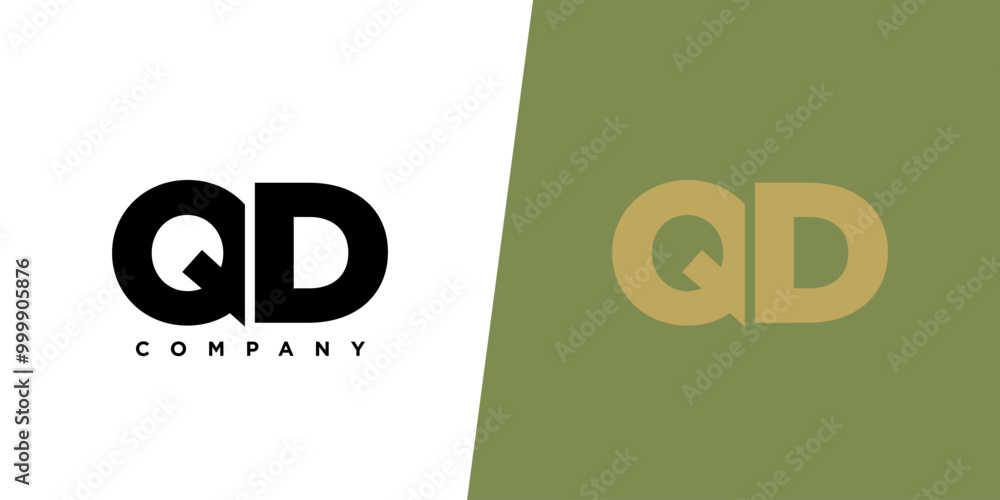 Fototapete letter q and d, qd logo design template. minimal monogram initial based logotype.