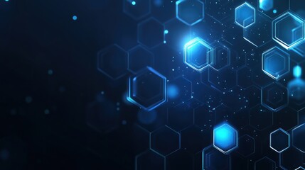 A vibrant display of glowing hexagons in blue, symbolizing digital technology and connectivity in a futuristic style.
