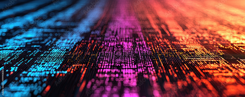 Poster a colorful line of code with a rainbow of colors