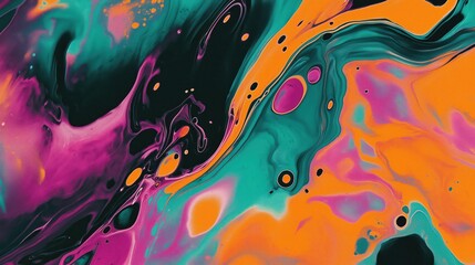 Naklejka premium A vivid abstract mix of bold colors swirling and blending seamlessly, creating a dynamic and intense visual experience.