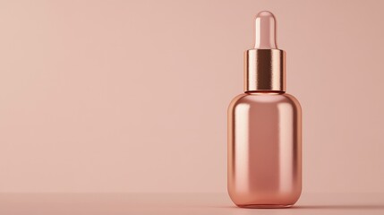 Rose gold serum packaging with a matte finish, close-up against a neutral background. No logo. No people.