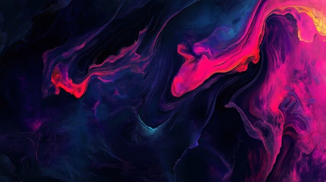 An abstract image featuring vibrant pink and dark hues creating intricate and stunning swirling patterns.