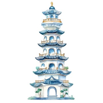 recommend clip art: Watercolor Illustration of a Traditional Chinese Pagoda.