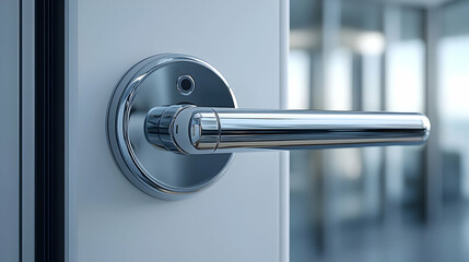 Naklejka premium Modern Chrome Door Handle for a Sleek and Stylish Interior