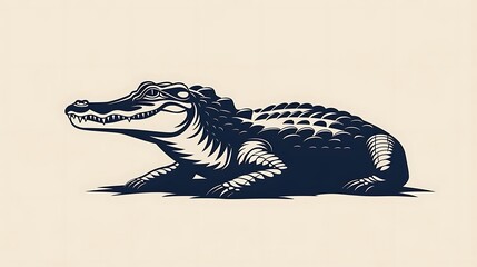 A stylized illustration of a crocodile showcasing its distinctive features.