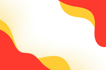 Orange and red abstract fluid solid style wavy bg design in white background with curve lines