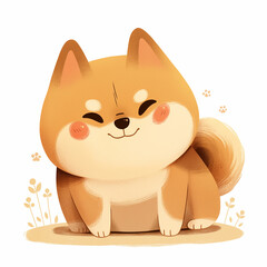 cute flat cartoon shiba inu