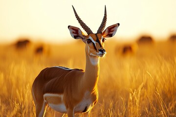 Wild african animals, antelope, evening ,generative ai