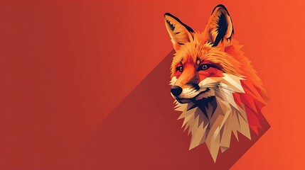 Fototapeta premium A stylized illustration of a fox's head against a vibrant orange background.