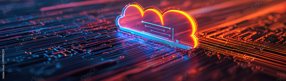 Poster a computer chip with a cloud on it