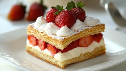 Delicious Strawberry Mille Feuille Pastry Delight