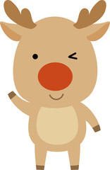 Christmas reindeer vector flat drawing collection.