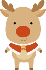 Christmas reindeer vector flat drawing collection.