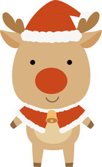 Christmas reindeer vector flat drawing collection.