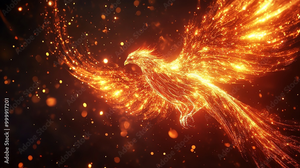 Canvas Prints A phoenix made of fire and light.