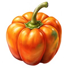 Fresh whole orange Bell pepper isolated on a white background, clipping path, full depth of field, cut out