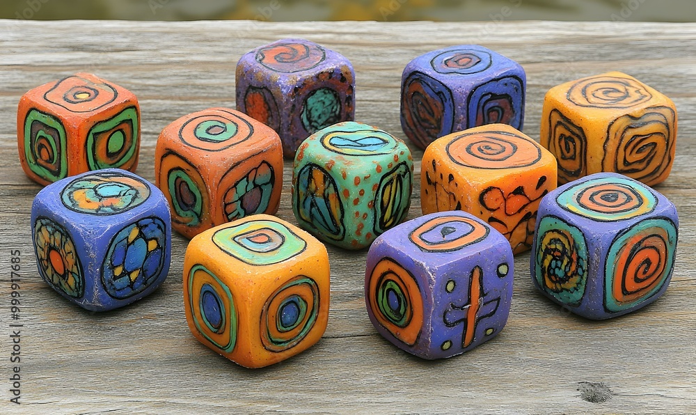 Poster vibrant soap blocks, an array of bold colors and abstract patterns, showcasing artistic designs and 